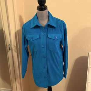 Avec Les Filles teal shirt style jacket. NWOT. Generous XS for layering. Cute!